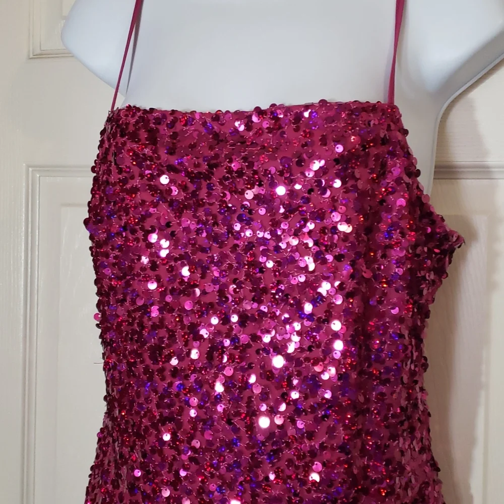 Wild Fable Pink sequined spaghetti strap mini slip dress - Picture 3 of 9